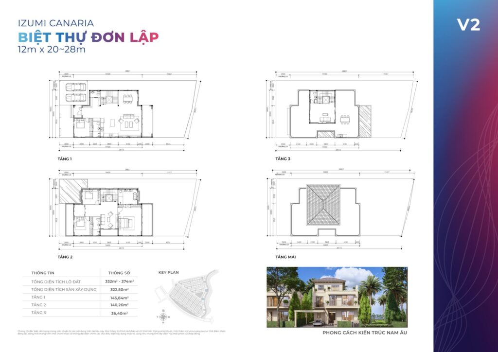 Mẫu V2 biệt thự đơn lập Izumi Canaria Nam Long