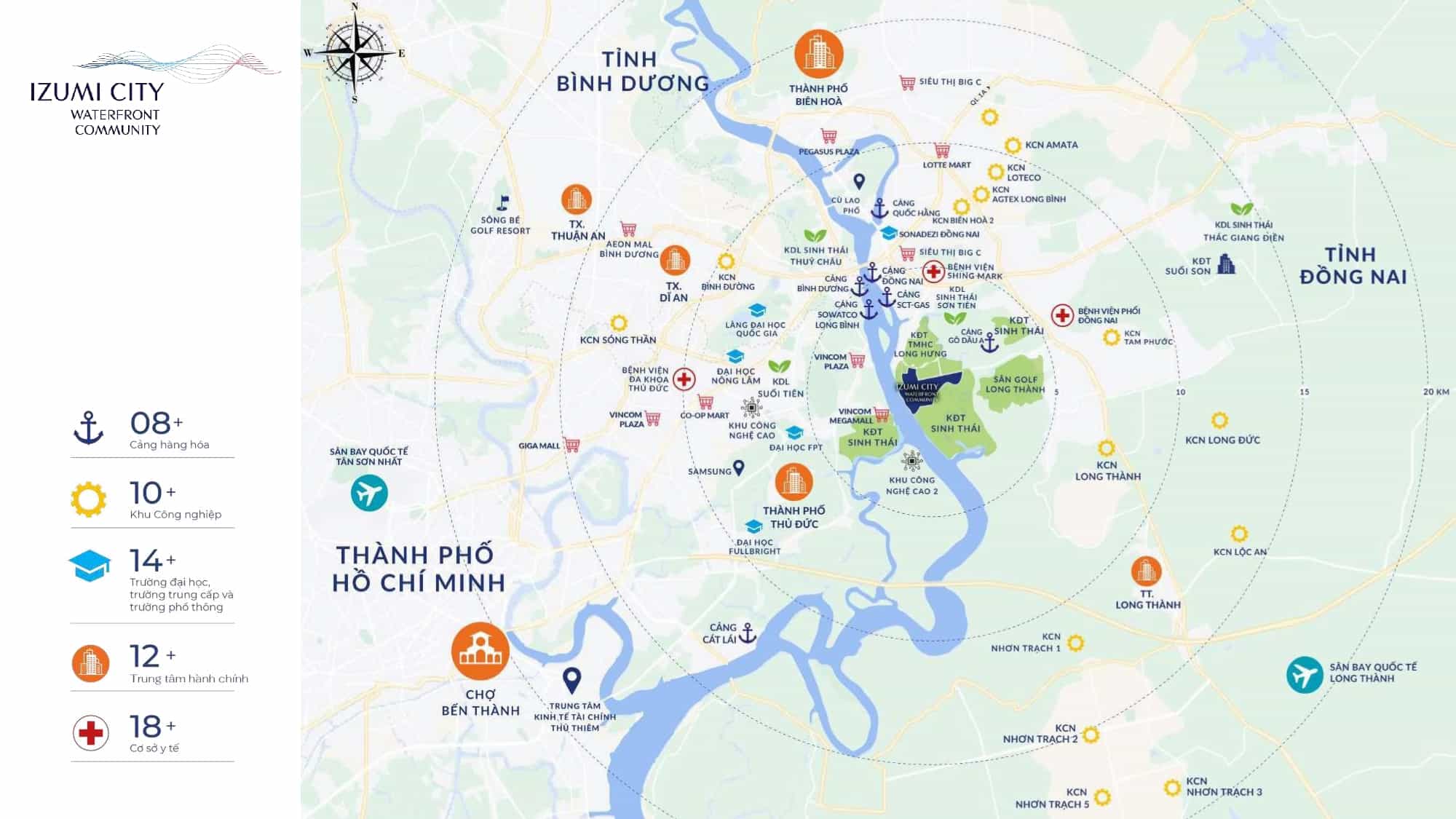 Vị trí kết nối vùng của dự án Izumi City.
